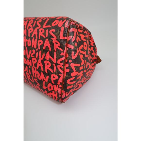 Louis Vuitton Leather Speedy30 Pink Graffiti Monogram Hand Bag Brown - Picture 12 of 13